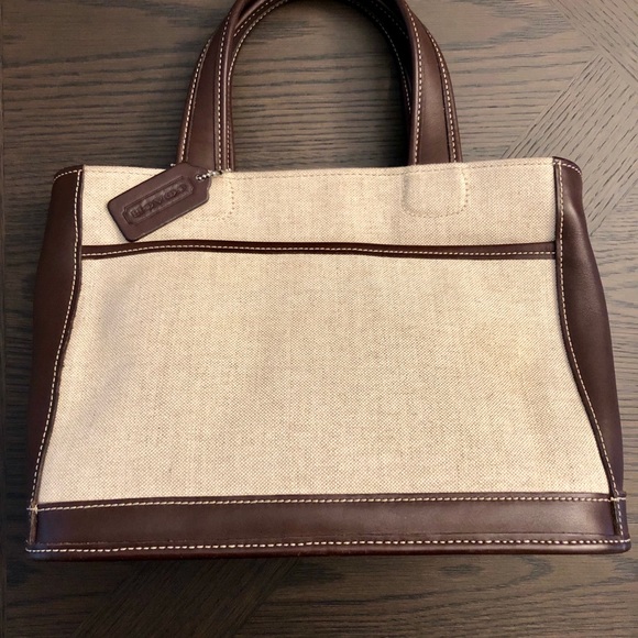 Coach Leather Trimmed Canvas Satchel - Picture 3 of 5